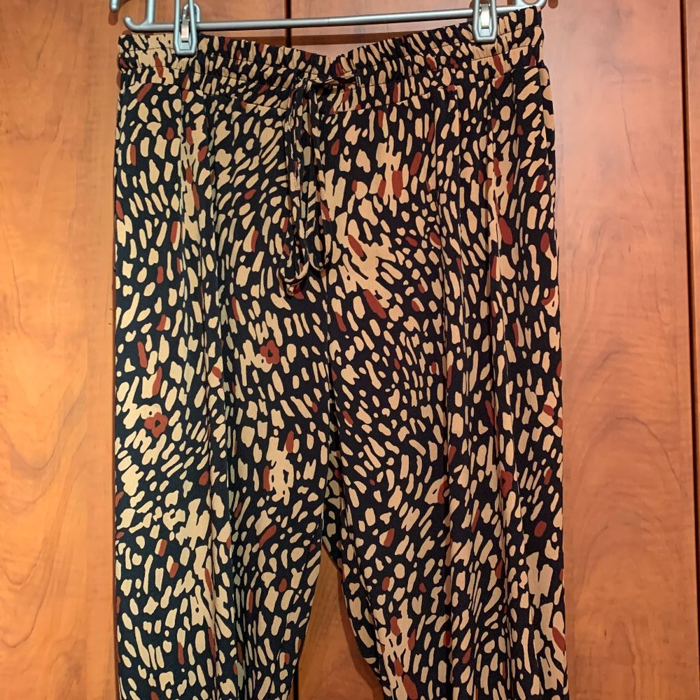 Animal print high waist elastic pants, size L